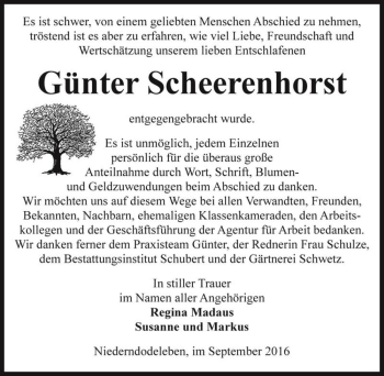 Traueranzeige von Günter Scheerenhorst  von Magdeburger Volksstimme