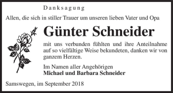 Traueranzeige von Günter Schneider  von Magdeburger Volksstimme