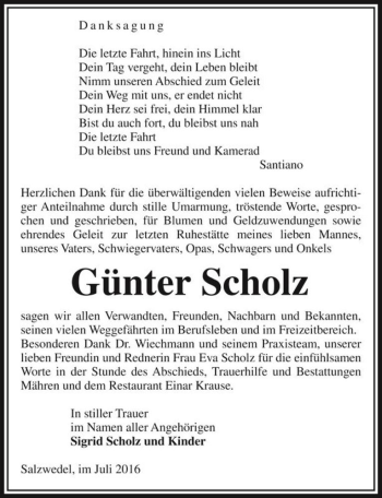 Traueranzeige von Günter Scholz  von Magdeburger Volksstimme