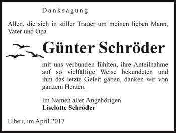 Traueranzeige von Günter Schröder  von Magdeburger Volksstimme