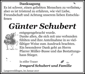 Traueranzeige von Günter Schubert  von Magdeburger Volksstimme