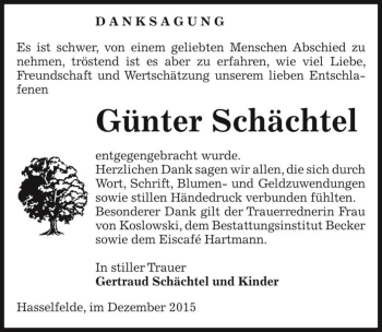 Traueranzeige von Günter Schächtel  von Magdeburger Volksstimme
