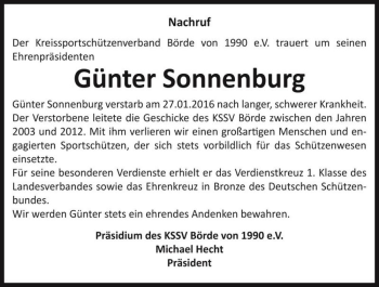 Traueranzeige von Günter Sonnenburg  von Magdeburger Volksstimme