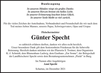 Traueranzeige von Günter Specht  von Magdeburger Volksstimme