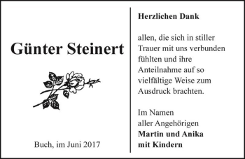 Traueranzeige von Günter Steinert  von Magdeburger Volksstimme