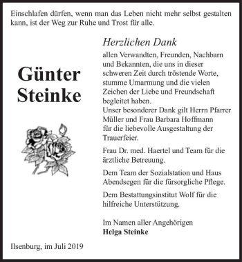 Traueranzeige von Günter Steinke  von Magdeburger Volksstimme
