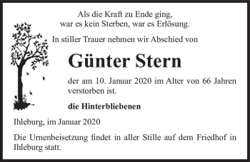 Traueranzeige von Günter Stern  von Magdeburger Volksstimme