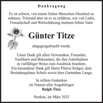 Traueranzeige von Günter Titze  von Magdeburger Volksstimme