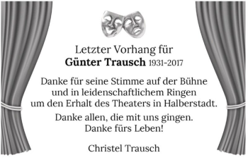 Traueranzeige von Günter Trausch  von Magdeburger Volksstimme
