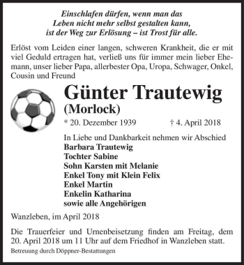 Traueranzeige von Günter Trautewig 