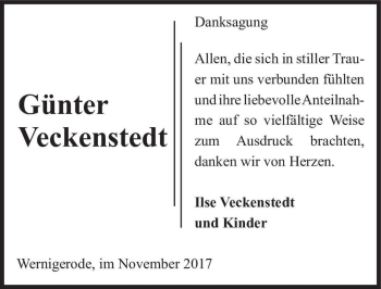Traueranzeige von Günter Veckenstedt  von Magdeburger Volksstimme