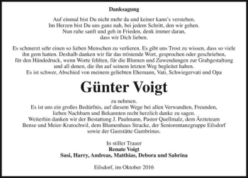Traueranzeige von Günter Voigt  von Magdeburger Volksstimme