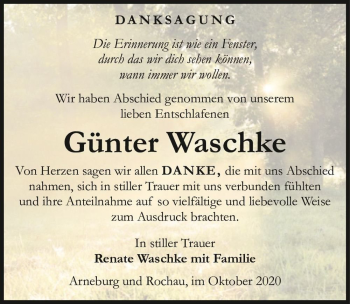 Traueranzeige von Günter Waschke  von Magdeburger Volksstimme