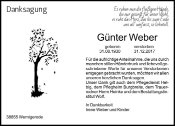 Traueranzeige von Günter Weber  von Magdeburger Volksstimme