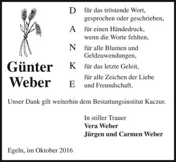 Traueranzeige von Günter Weber  von Magdeburger Volksstimme
