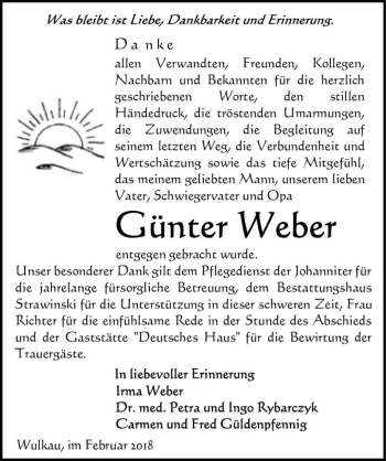 Traueranzeige von Günter Weber  von Magdeburger Volksstimme