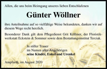 Traueranzeige von Günter Wöllner  von Magdeburger Volksstimme