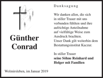 Traueranzeige von Günther Conrad  von Magdeburger Volksstimme