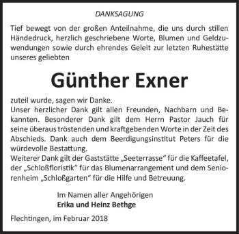 Traueranzeige von Günther Exner  von Magdeburger Volksstimme