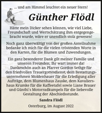 Traueranzeige von Günther Flödl  von Magdeburger Volksstimme