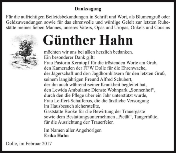 Traueranzeige von Günther Hahn  von Magdeburger Volksstimme