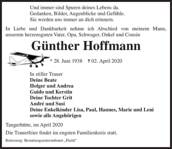 Traueranzeige von Günther Hoffmann  von Magdeburger Volksstimme