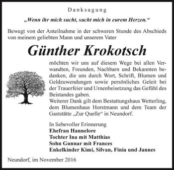 Traueranzeige von Günther Krokotsch  von Magdeburger Volksstimme