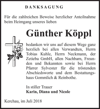 Traueranzeige von Günther Köppl  von Magdeburger Volksstimme