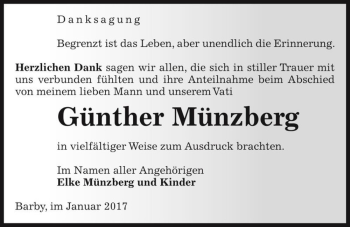 Traueranzeige von Günther Münzberg  von Magdeburger Volksstimme