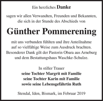 Traueranzeige von Günther Pommerening  von Magdeburger Volksstimme
