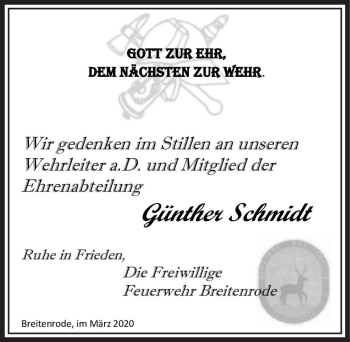 Traueranzeige von Günther Schmidt  von Magdeburger Volksstimme