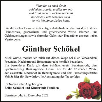 Traueranzeige von Günther Schökel  von Magdeburger Volksstimme