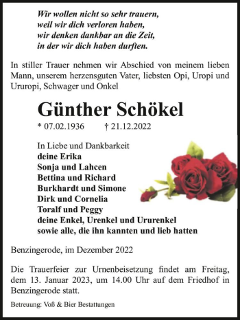 Traueranzeige von Günther Schökel  von Magdeburger Volksstimme