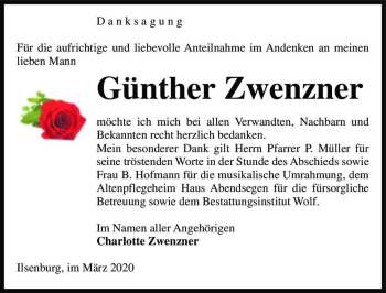 Traueranzeige von Günther Zwenzner  von Magdeburger Volksstimme