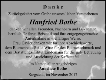 Traueranzeige von Hanfried Bothe  von Magdeburger Volksstimme
