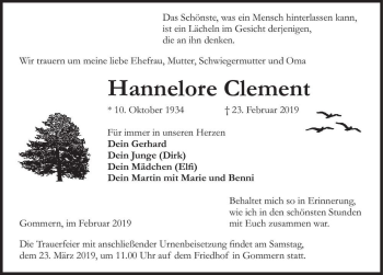 Traueranzeige von Hannelore Clement  von Magdeburger Volksstimme
