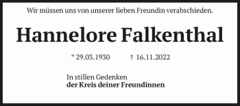 Traueranzeige von Hannelore Falkenthal  von Magdeburger Volksstimme
