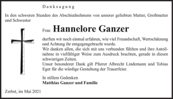 Traueranzeige von Hannelore Ganzer  von Magdeburger Volksstimme