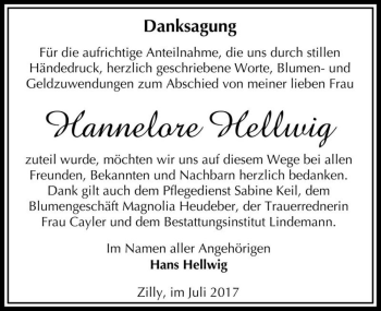 Traueranzeige von Hannelore Hellwig  von Magdeburger Volksstimme