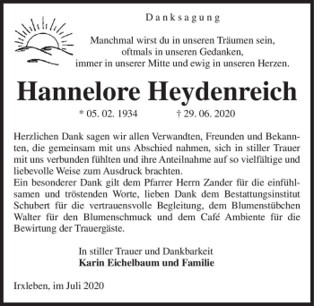 Traueranzeige von Hannelore Heydenreich  von Magdeburger Volksstimme