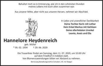Traueranzeige von Hannelore Heydenreich (geb. Müller)  von Magdeburger Volksstimme