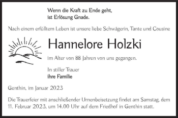 Traueranzeige von Hannelore Holzki  von Magdeburger Volksstimme
