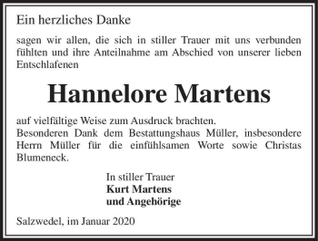 Traueranzeige von Hannelore Martens  von Magdeburger Volksstimme
