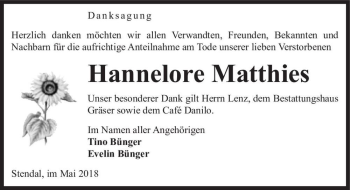 Traueranzeige von Hannelore Matthies  von Magdeburger Volksstimme