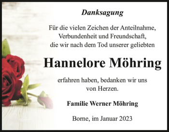 Traueranzeige von Hannelore Möhring  von Magdeburger Volksstimme
