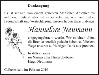 Traueranzeige von Hannelore Neumann  von Magdeburger Volksstimme