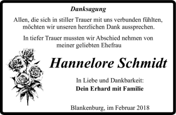 Traueranzeige von Hannelore Schmidt  von Magdeburger Volksstimme