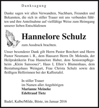 Traueranzeige von Hannelore Schulz  von Magdeburger Volksstimme