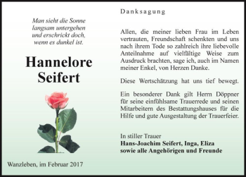 Traueranzeige von Hannelore Seifert  von Magdeburger Volksstimme