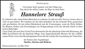 Traueranzeige von Hannelore Strauß  von Magdeburger Volksstimme